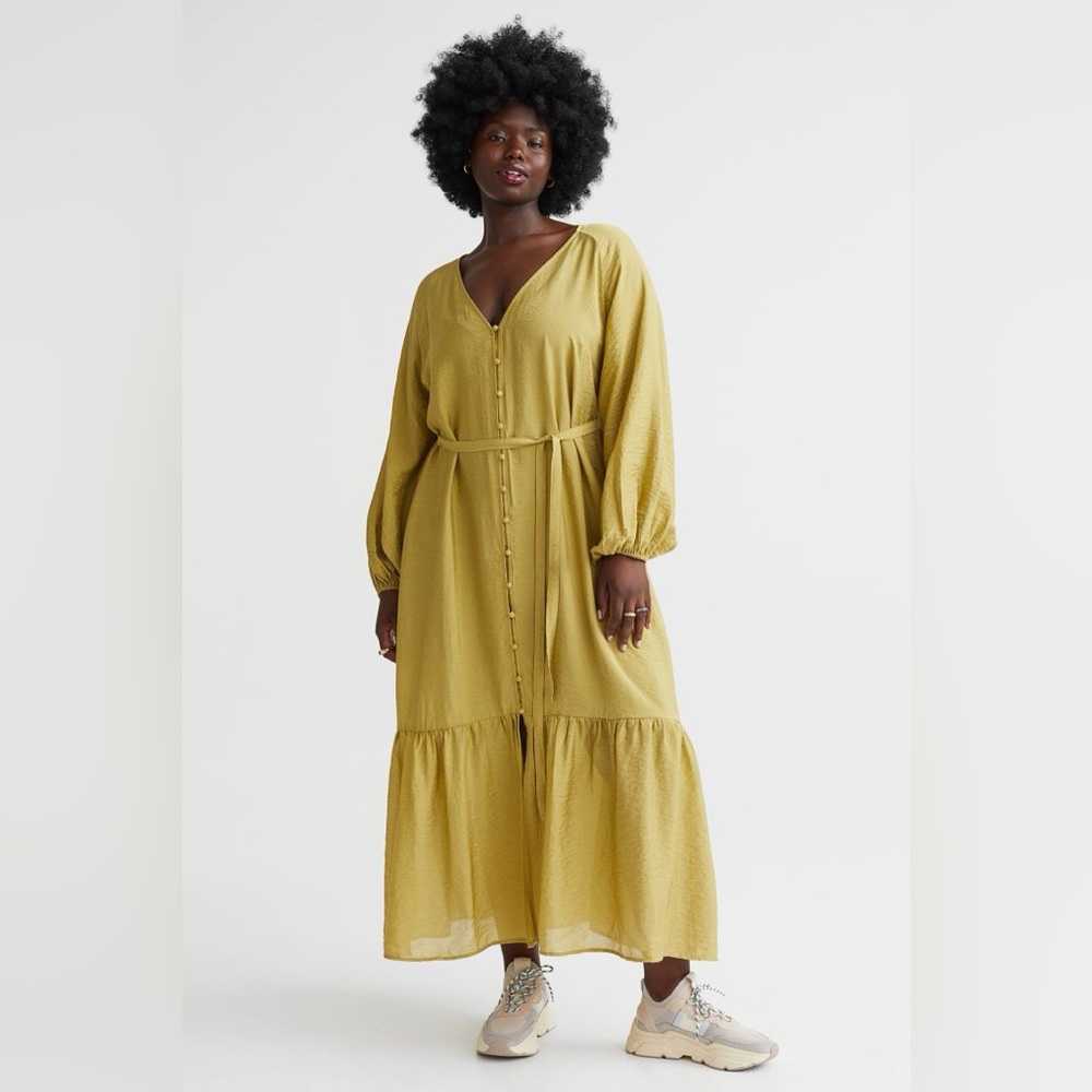 H&M Belted Balloon Sleeve Maxi Dress